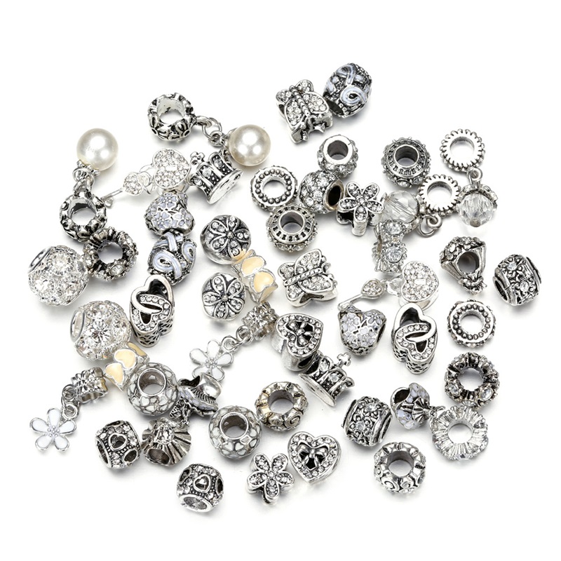 50pcs beads for charm bracelets designer for women safety chain mix color european fit charms bracelet bead 1135 T2