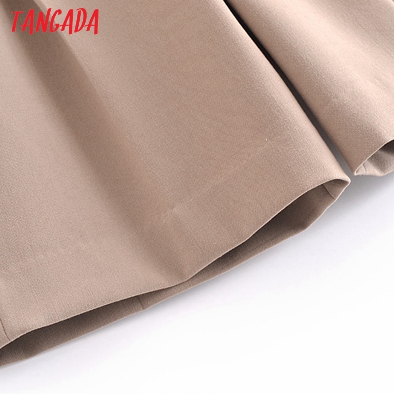 Women Elegant Solid Zipper Pockets OL Shorts Pantalones 3H216 210416