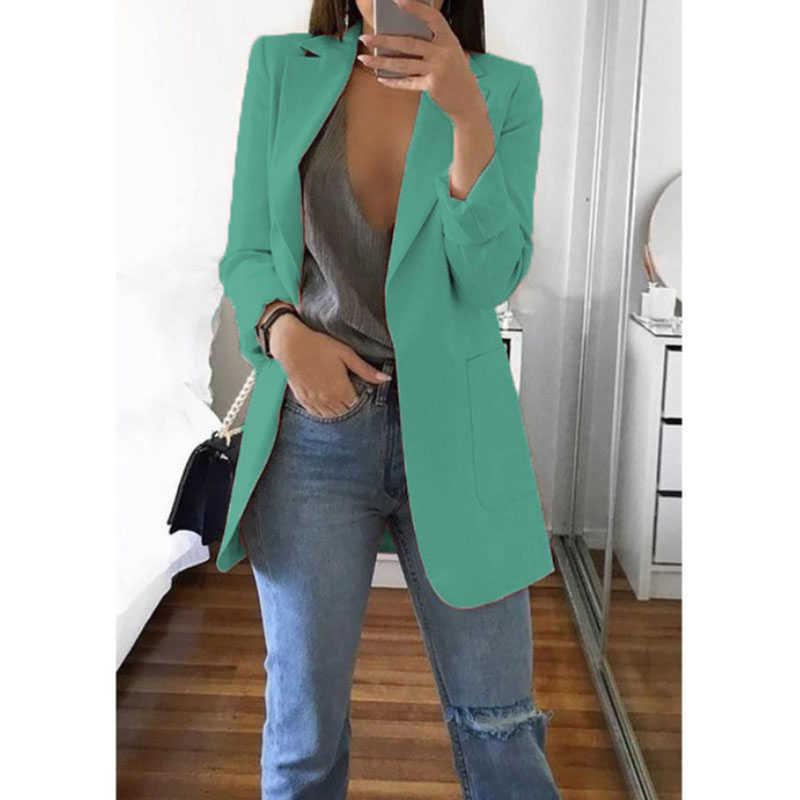OEIN Women's blazers jacket Spring and Autumn female oversize office Long Sleeve solid color coat loose casual clothes 210930