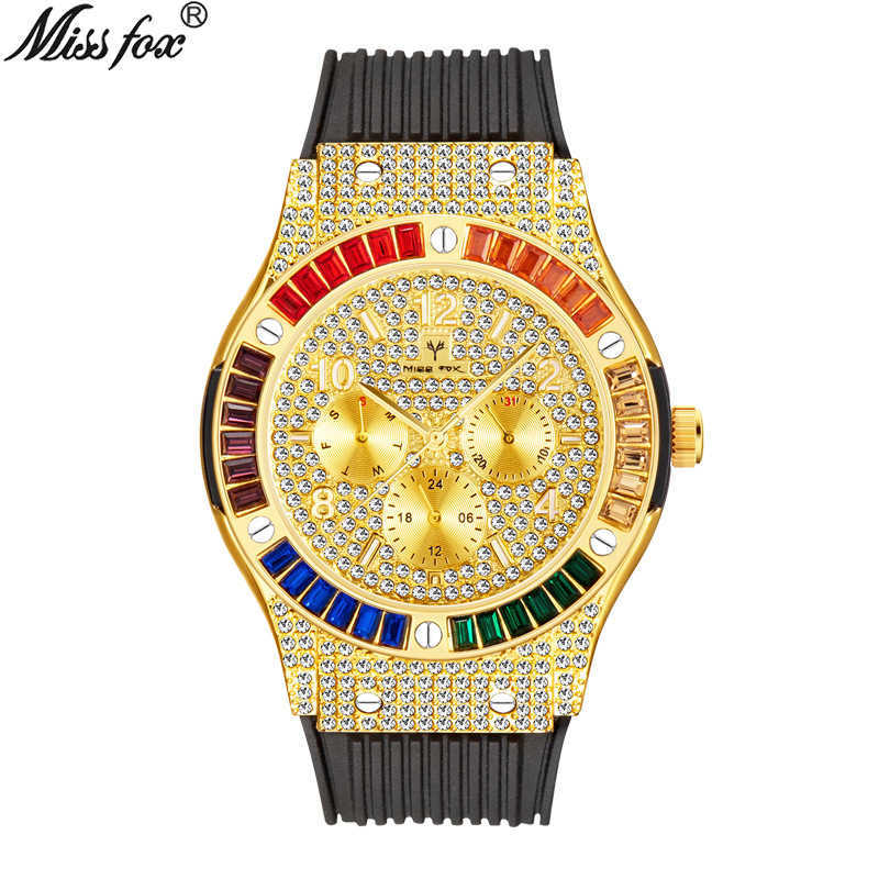 Missfox watch fashion high-grade Rainbow Square diamond Silicone Tape waterproof men's Watch, Black
Missfox watch fashion high-grade Rainbow Square diamond Silicone Tape waterproof men's Watch, Black