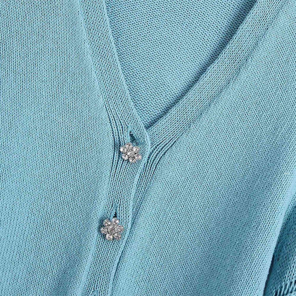 Women Elegant Knitted Solid Cardigan Vintage Single Breasted V-Neck Sweater Casual Thick Spring Autumn Female Cute Tops 210521wtt