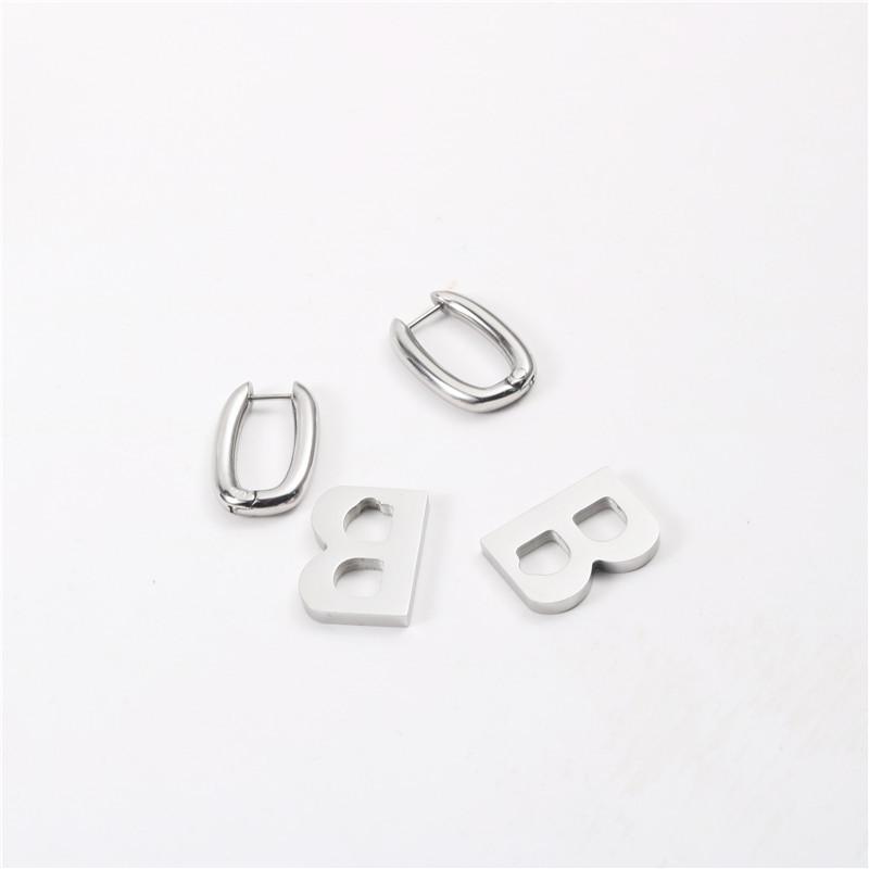 Hoop & Huggie Tarnish Free PVD Gold Finish Detachable Symple Letter Earring Stainless Steel Jewelry Wholesale