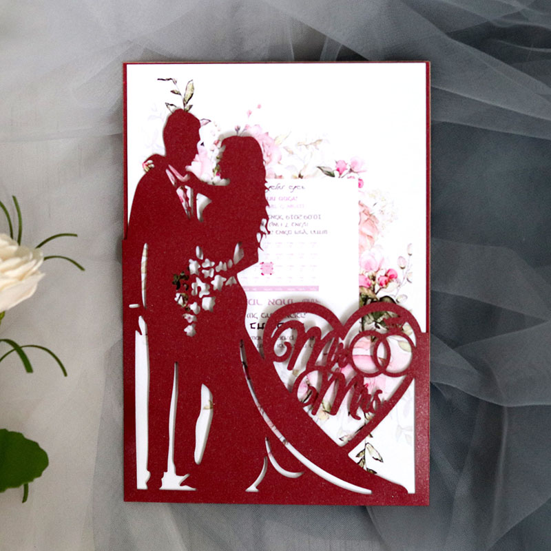 Wedding Invitations Bride And Groom Laser Cut Card Love Heart Greeting Card