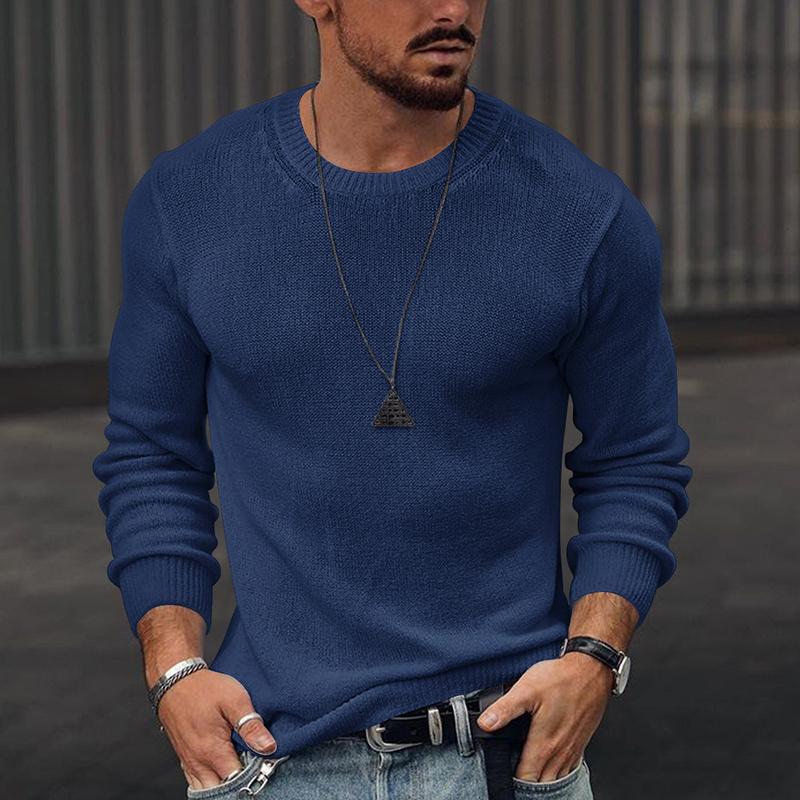 Spring Autumn Long Sleeve Fashion O-Neck Sweater Pullovers Streetwear Casual Solid Slim Knit Jumper Tops