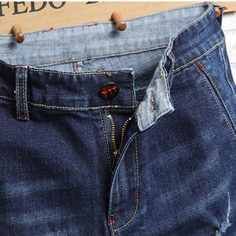 Ripped Holes Denim Cotton Men Shorts Pants Summer Hip Hop Slim Black Knee-Length Jeans Soft Blue Male Casual Trousers Men's