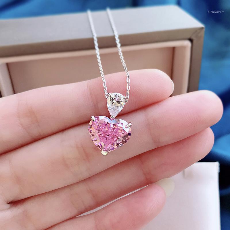 Romantic Heart Shape Created Moissanite Pink Diamond Silver 100% Real 925 Jewelry Pendant Necklaces Chains 
Romantic Heart Shape Created Moissanite Pink Diamond Silver 100% Real 925 Jewelry Pendant Necklaces Chains