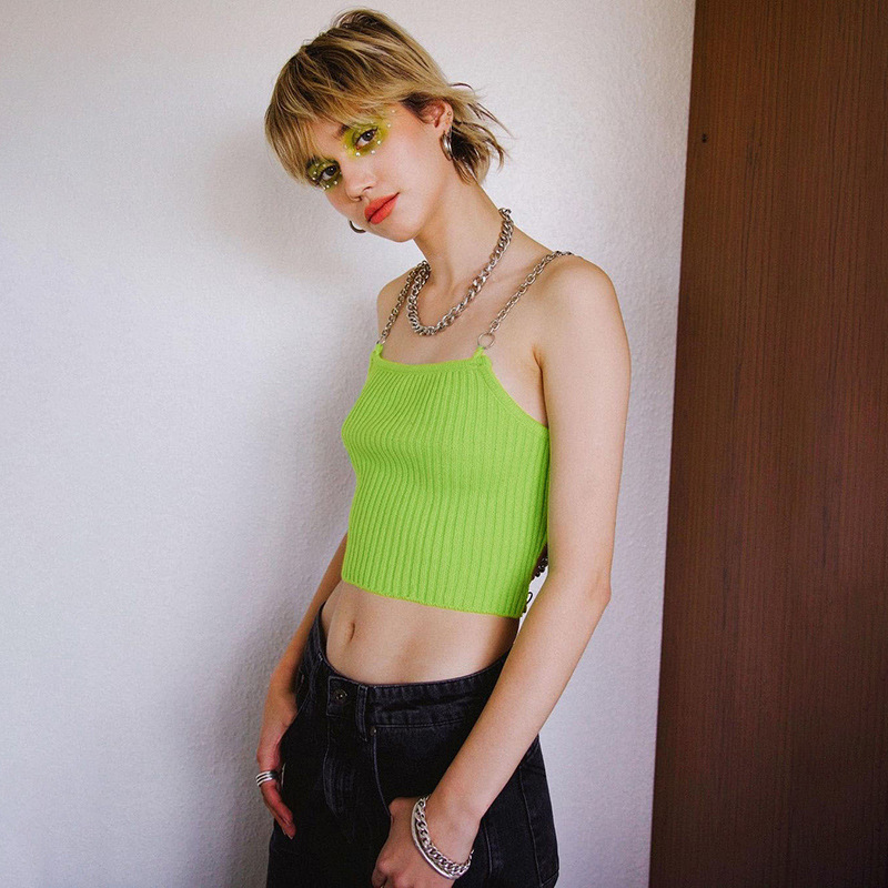 2021 Summer Fashion Chic Chain Bandage Halter Crop Tops Women Baless Cropped Feminino Green Camis Top Streetwearhigh quality
2021 Summer Fashion Chic Chain Bandage Halter Crop Tops Women Baless Cropped Feminino Green Camis Top Streetwearhigh quality