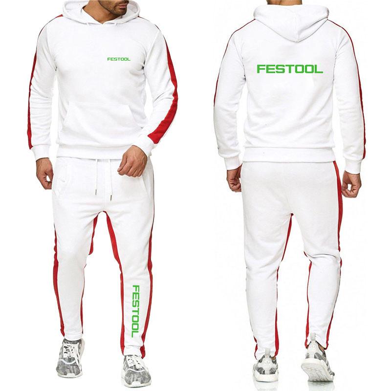 The 2 Pieces Sets Tracksuit Men Hooded Sweatshirt+Pants Pullover Custom Hoodie Sportwear Suit Casual Men's Tracksuits