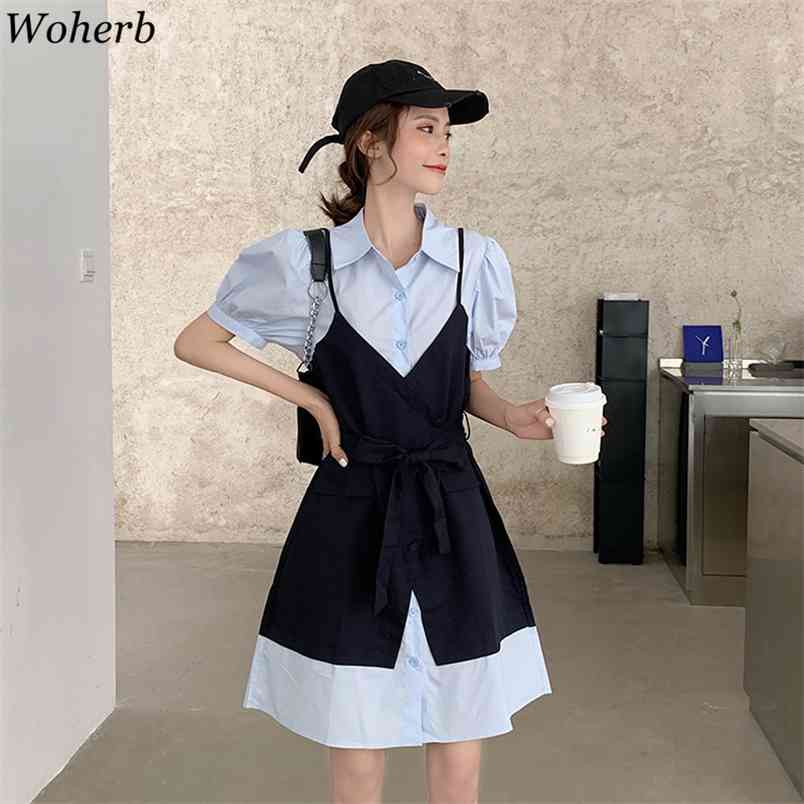 Summer Vintage Fale Two Pieces Patchwork Midi Dress Women Puff Sleeve Office Lady Robe Casual All Match Korean Dresses 210519, Blue
Summer Vintage Fale Two Pieces Patchwork Midi Dress Women Puff Sleeve Office Lady Robe Casual All Match Korean Dresses 210519, Blue
