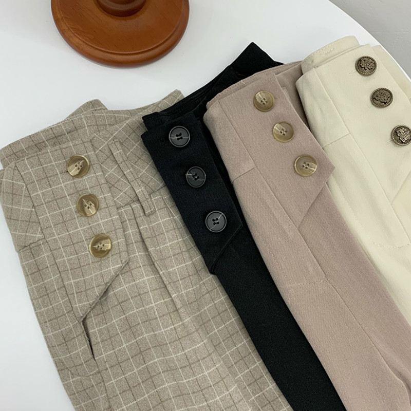 Women High Waist Cotton Straight Suit Pants Autumn Winter Ankle Length Three Buttom Pant Female LongTrousers Mujer Pantalon 210514