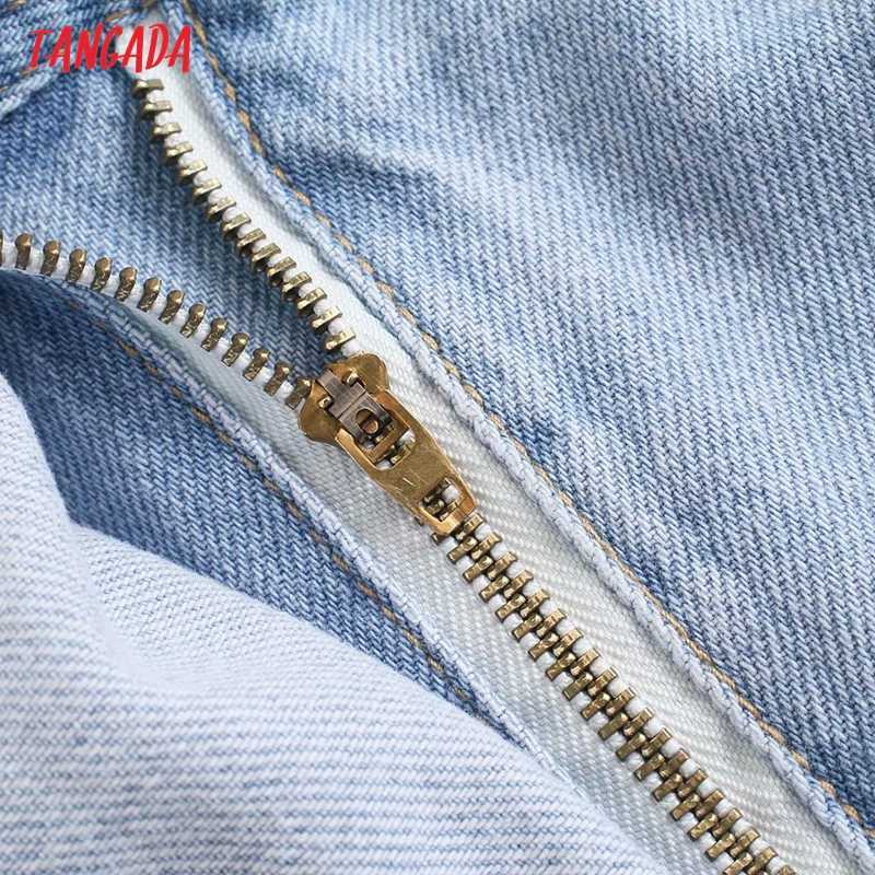 Tangada Women Elegant Denim Skirt Shorts Buttons Pockets Female Retro Summer Casual Pantalones 4M157 210714