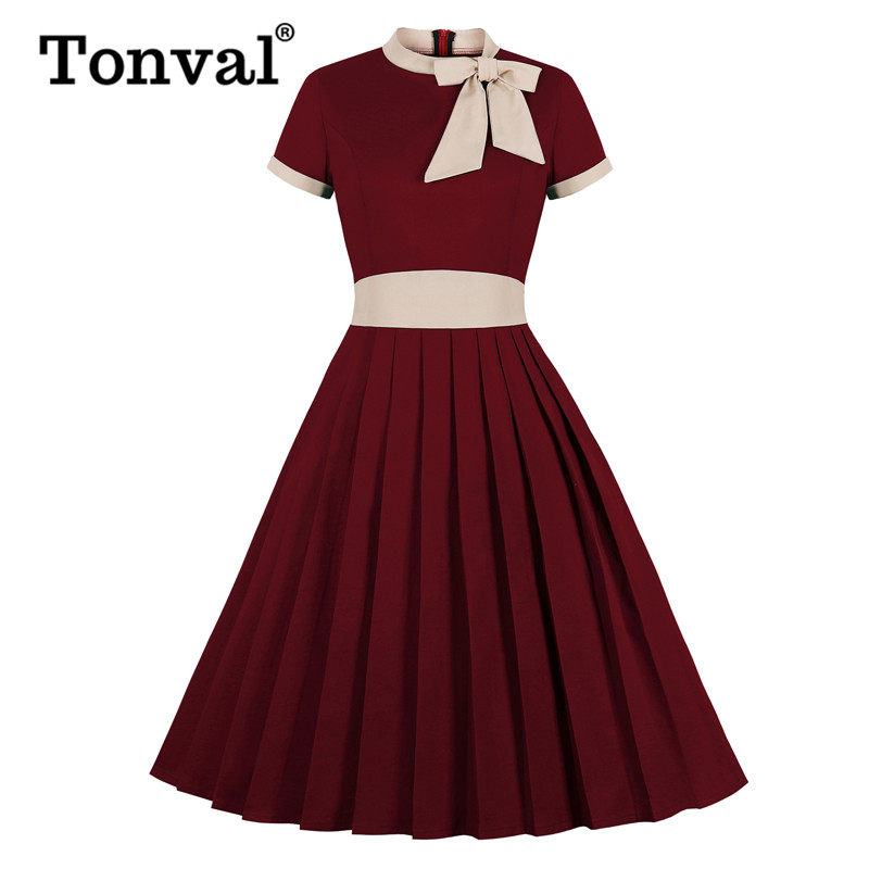 2021tonval turquoise bow tie neck pleated elegant party midi dress women cotton vintage high waist pocket swing dresses plus size, Black;gray
2021tonval turquoise bow tie neck pleated elegant party midi dress women cotton vintage high waist pocket swing dresses plus size, Black;gray
