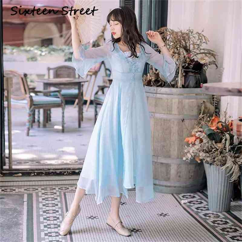 Chiffon Two Piece Outfits Set Long Women Dress Blue Suit Half Sleeve Mid-calf Party Elegant Summer 210603
Chiffon Two Piece Outfits Set Long Women Dress Blue Suit Half Sleeve Mid-calf Party Elegant Summer 210603
