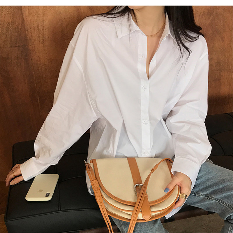 White Solid Color Chic Office Lady Blouses Brief Minimalist Stylish Tops Fresh Women Loose Gentle Casual Shirts 210421