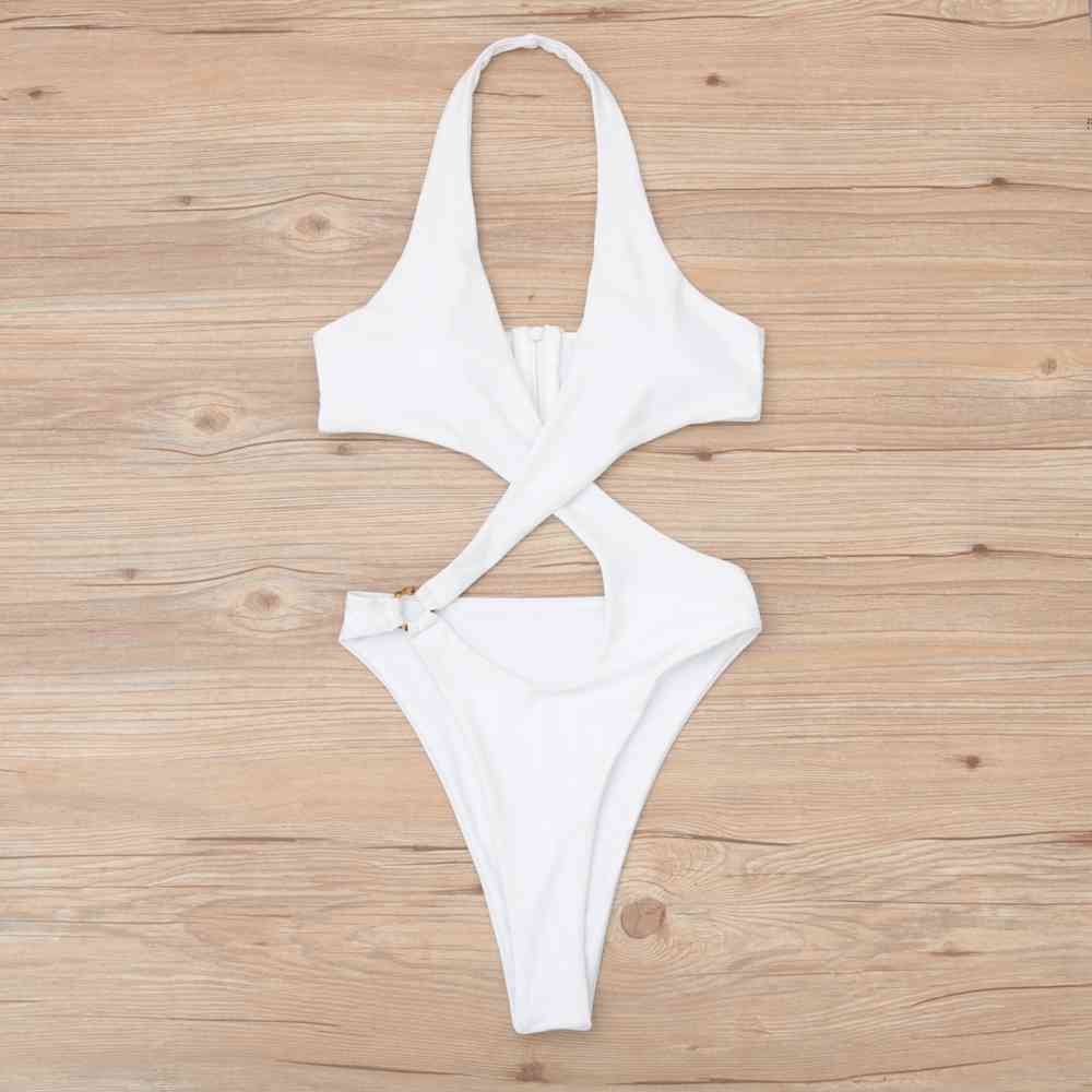 Sexy Hollow Out Swimwear Women Swimsuit Female Halter Push Up Monokini Brazilian Bathing Suits Summer Beach Wear 210521