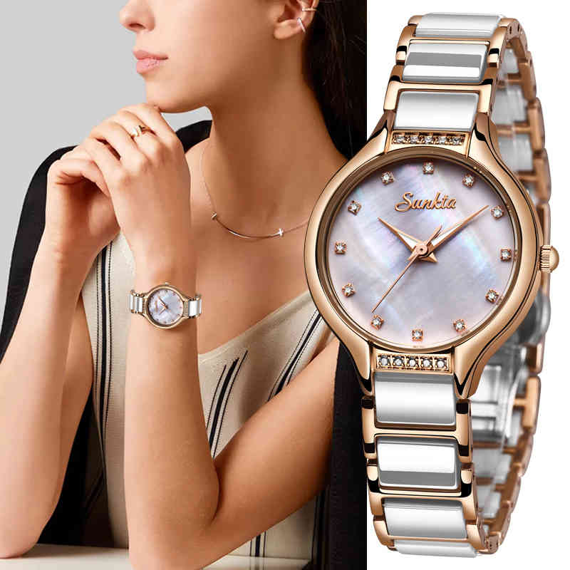 SUNKTA Rose Gold Ceramic Bracelet Watch Women Fashion Womens Quartz Watches Brand Luxury Diamonds Ladies Clock Female WristWatch 210517, Red
SUNKTA Rose Gold Ceramic Bracelet Watch Women Fashion Womens Quartz Watches Brand Luxury Diamonds Ladies Clock Female WristWatch 210517, Red