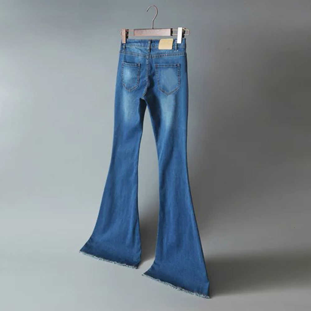 LASPERAL Spring Women Blue Mid Waist Flare Bell Bottoms Ladies Sexy Stretching Jeans Fashion Wide Leg Denim Trousers SH190828