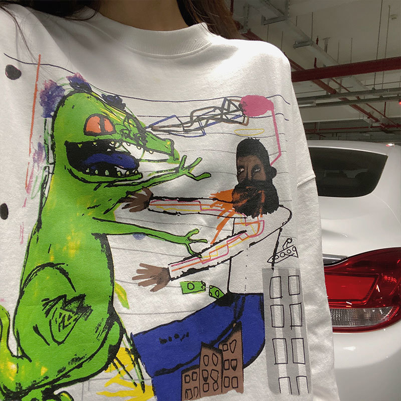 autumn japanese style Women Sweatshirts Long Sleeve cartoon funny print thin Sweatshirt Womens pullovers (X1525) 210423