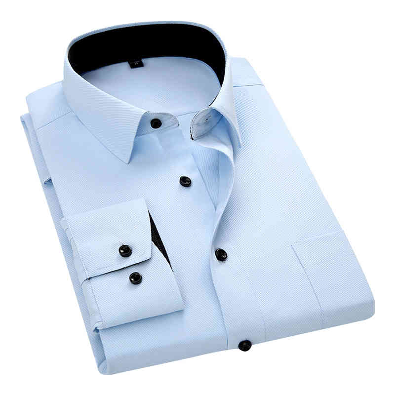High Quality Men Shirt Spring Long Sleeve Dress Formal Business Work Shirt Men Twill Shirts Slim Fit Man White Shirts DS378 210410