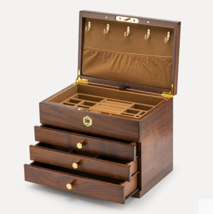 Top Grade Imported Solid Wooden Jewelry Case Hardwood Luxury Accessories Bangle Earrings Studs Rings Necklace Bracelet Keeper Organiser Fingerprint Lock 4 Layer, Brown
Top Grade Imported Solid Wooden Jewelry Case Hardwood Luxury Accessories Bangle Earrings Studs Rings Necklace Bracelet Keeper Organiser Fingerprint Lock 4 Layer, Brown