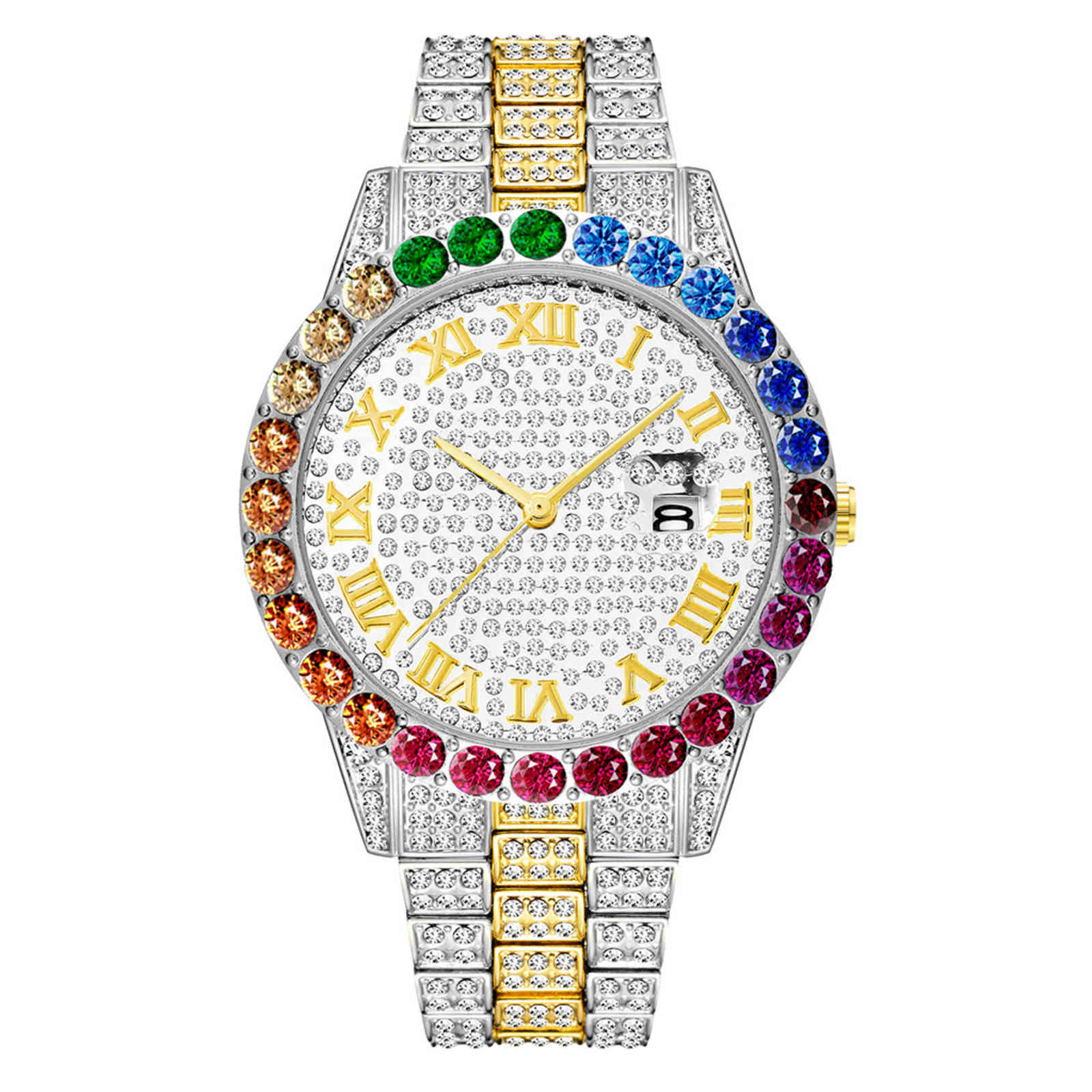 Iced Out for Luxury Colourful Women Wristwatch Fashion Diamond Crystal Bling Hip Hop Watch Relojes Para Mujer, Gold
Iced Out for Luxury Colourful Women Wristwatch Fashion Diamond Crystal Bling Hip Hop Watch Relojes Para Mujer, Gold