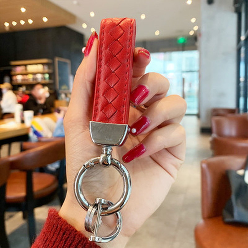 Wholesale Creative Woven Leather Car Key Chain Pendant Personality Braided Keyring Waist Pendant