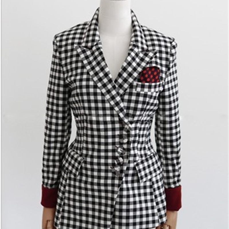 Fashion Business Pant Suits Formal women Plaid single-breasted Jacket and Long Blazer Set Women Office OL 2 Pieces Suit 210519