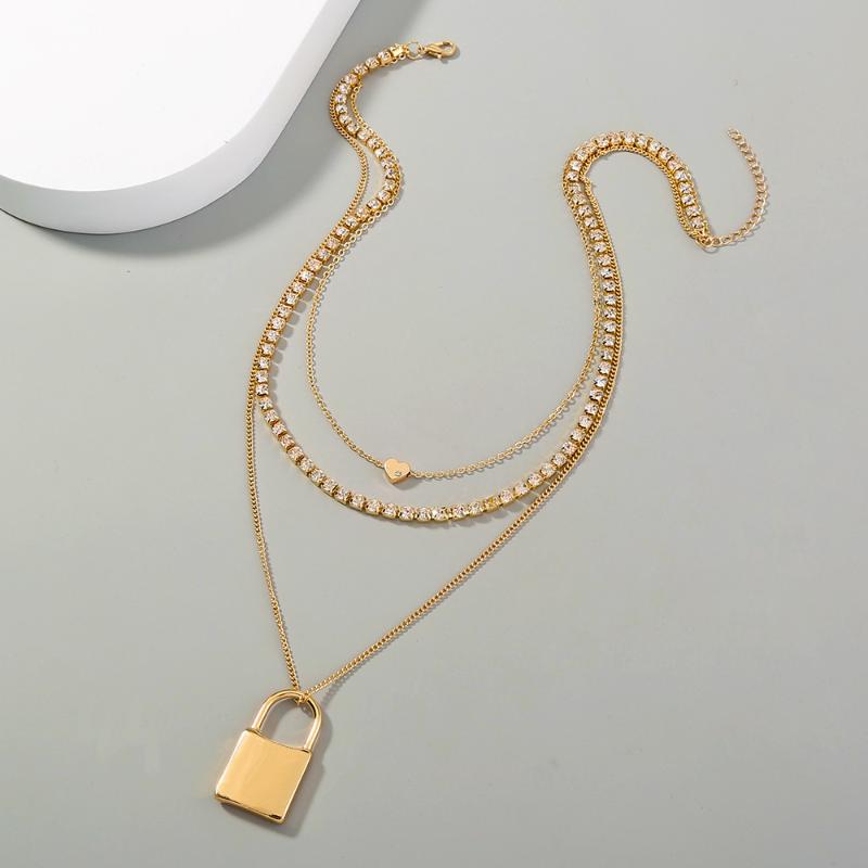 Chokers Factory Necklace Street S Fashion Exaggerated Personality Lock Pendant Multi-Layer Stone Gold For Women
Chokers Factory Necklace Street S Fashion Exaggerated Personality Lock Pendant Multi-Layer Stone Gold For Women