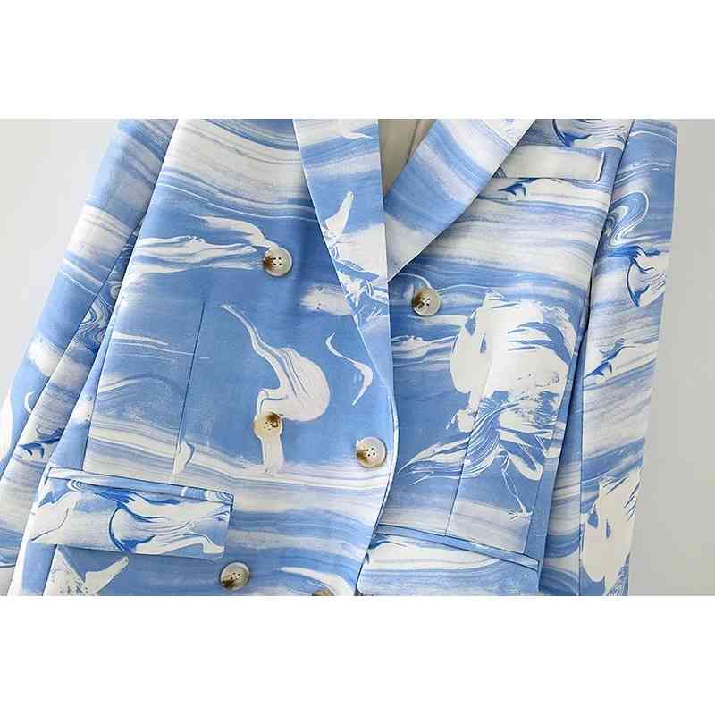 casual female blue patchwork blazers fashion ladies high street long jackets suit elegant stylish jacket girls 210527