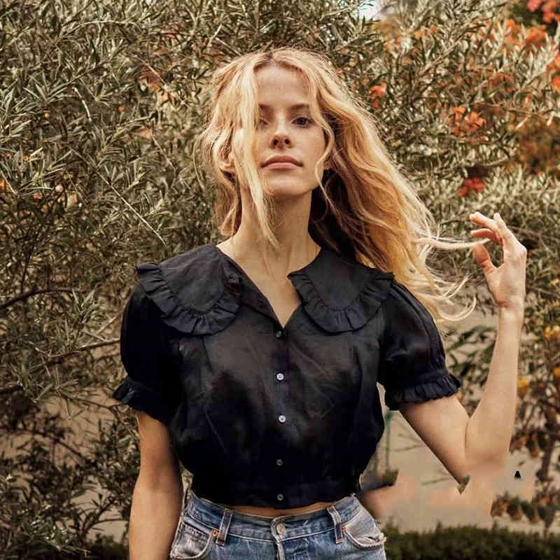 Lucyever Summer Floral Short Sleeve Shirts Women Casual Ruffled Turndown Collar Blouse Tops Woman Vintage Short Female Tops 210521