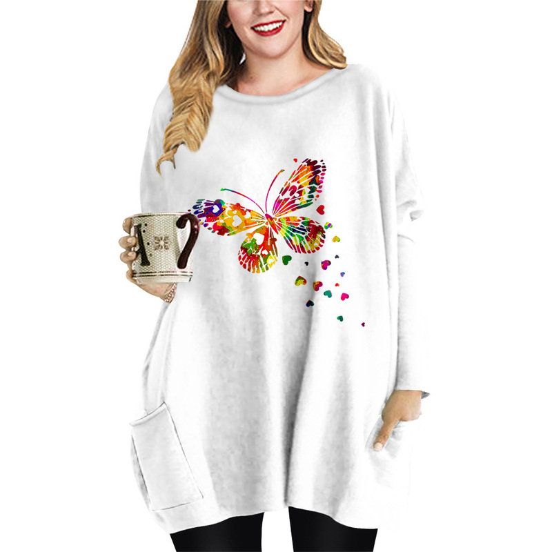 Spring and Autumn Cute Animal Print Long Pocket T-shirt XL Female Element Round Neck Dress, Black;gray
Spring and Autumn Cute Animal Print Long Pocket T-shirt XL Female Element Round Neck Dress, Black;gray