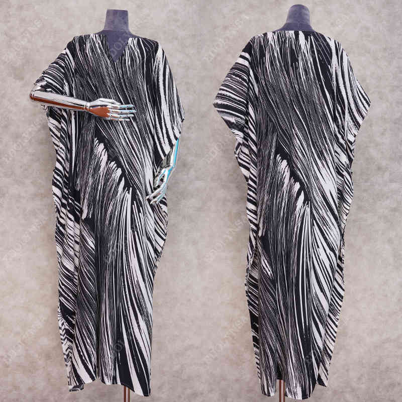 Quick-drying Bikini Cover-ups Black Striped Bats Sleeve Summer Dress Tunic Women Beach Wear Swim Suit Cover Up Q941 210420