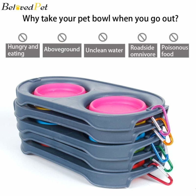 Silicone Foldable Dog Bowls Puppy Food Feeder Outdoor Travel Portable Bowls Water Drinking Cup Food Container Pet Cat Dispenser
