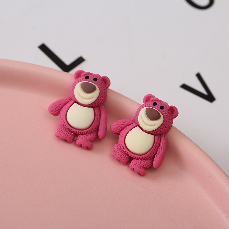 20pcs Candy Color Resin Components Cartoon Bow Tie Bear Cabochons Flat Back Scrapbook Craft for Jewelry Making DIY Hairpin Brooch Accessory
