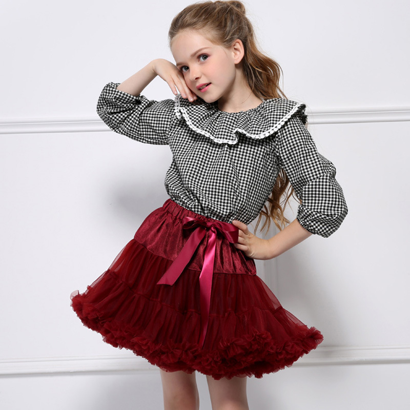 Girls Tutu Skirts Solid Fluffy Tulle Princess Ball Gown Pettiskirt Kids Ballet Party Performance for Children W-PP001 220314