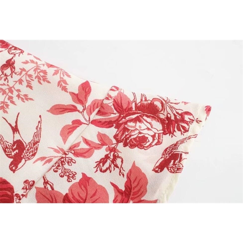 Vintage France Summer Wood ears V neck Floral Print Bandage Spaghetti Strap Short Dress Sexy Women Lacing Up Sling Party Dresses 210429