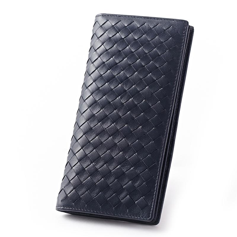 Luxury Knitted Men's Wallet - Premium Sheepskin Leather Fashion Purse for Gentlemen