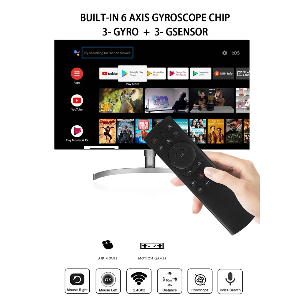 G20S 2.4G Wireless Air Mouse Gyro Voice Control Sensing Universal Mini Keyboard Remote Control For PC Android TV Box