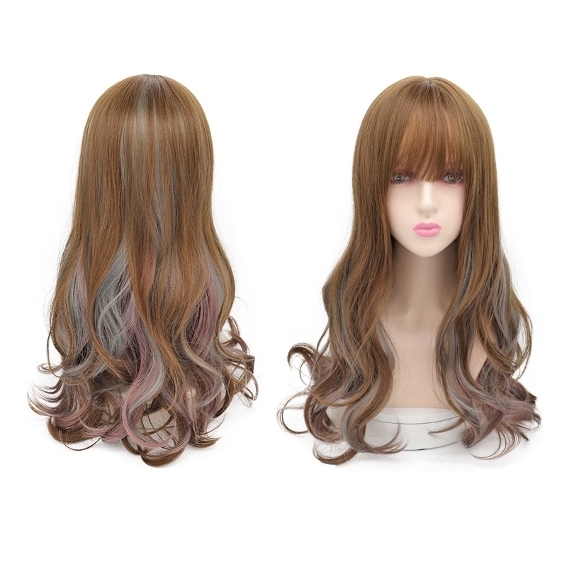 women's Fashion new head long Qi bangs hair cover intercolor simulation chemical fiber wig, ++
women's Fashion new head long Qi bangs hair cover intercolor simulation chemical fiber wig, ++