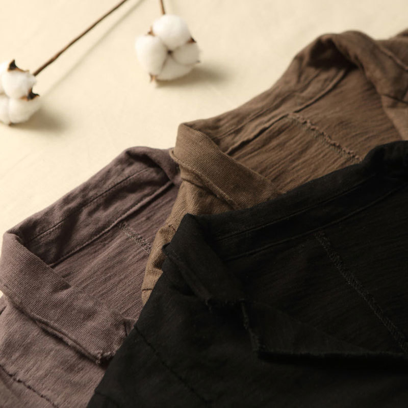 Arrival Spring Autumn Women Jackets Single Breasted Loose Casual Suit Tops Solid Cotton Coat Pair Pocket D27 210512
