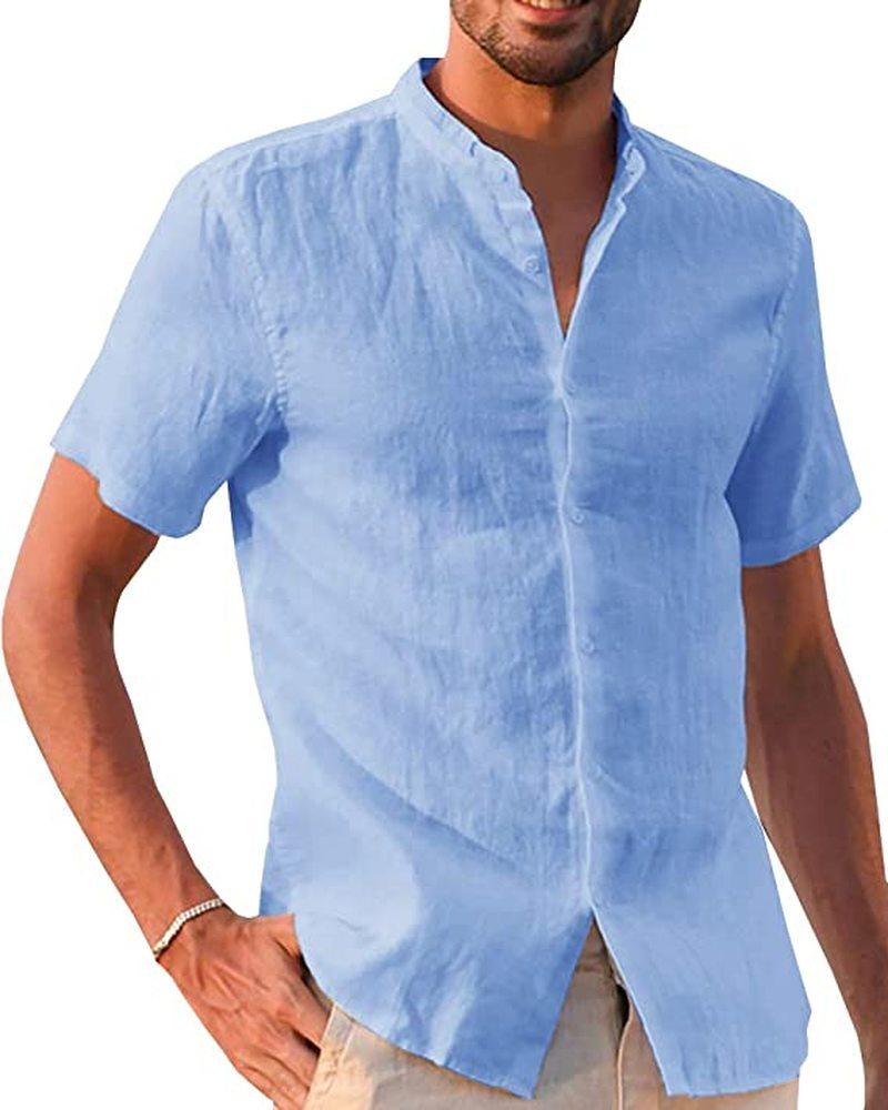 Summer Mens Shirts Short Sleeve Linen Cotton Shirt 2021 Men Clothing Streetwear Slim Fit Male Casual Solid Button Blouse Tops Men's