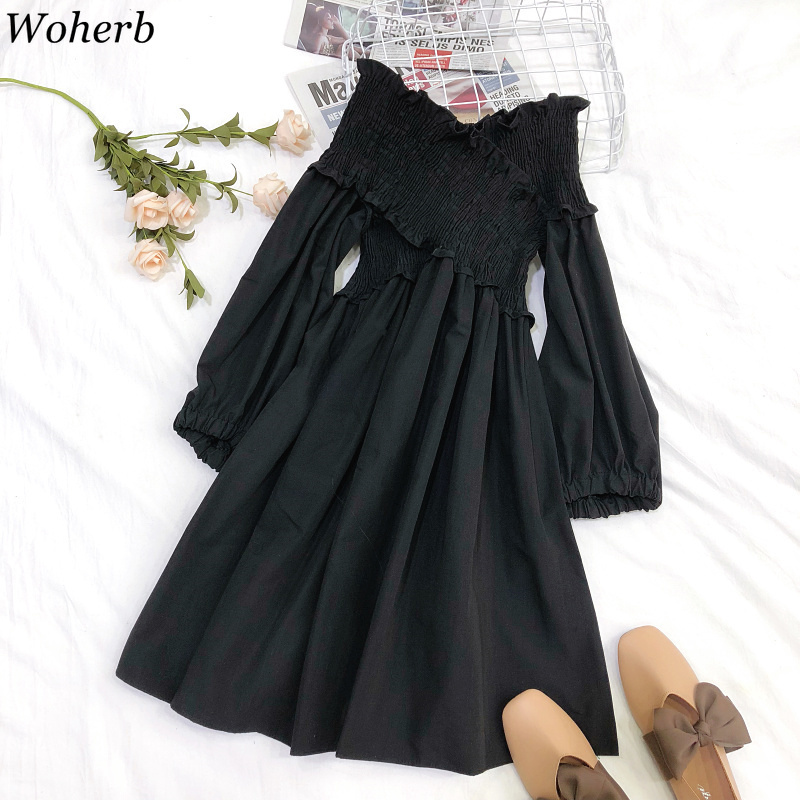 Sexy Off Shoulder Long Sleeve Dress Women Crossed Pleated Vestidos Spring Summer Elegant Party Dresses Robe 25645 210519