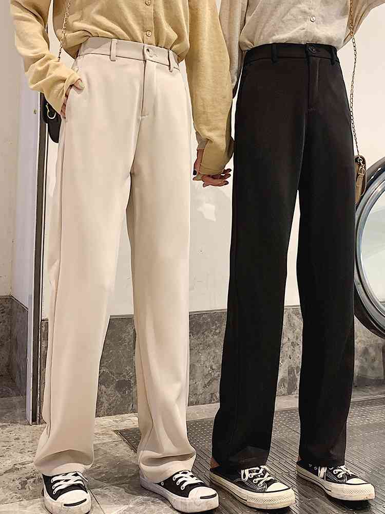 Fall pantalones mujer cintura alta wide leg pants plus size trousers cargo women Suit drape straight 7263 50 210427