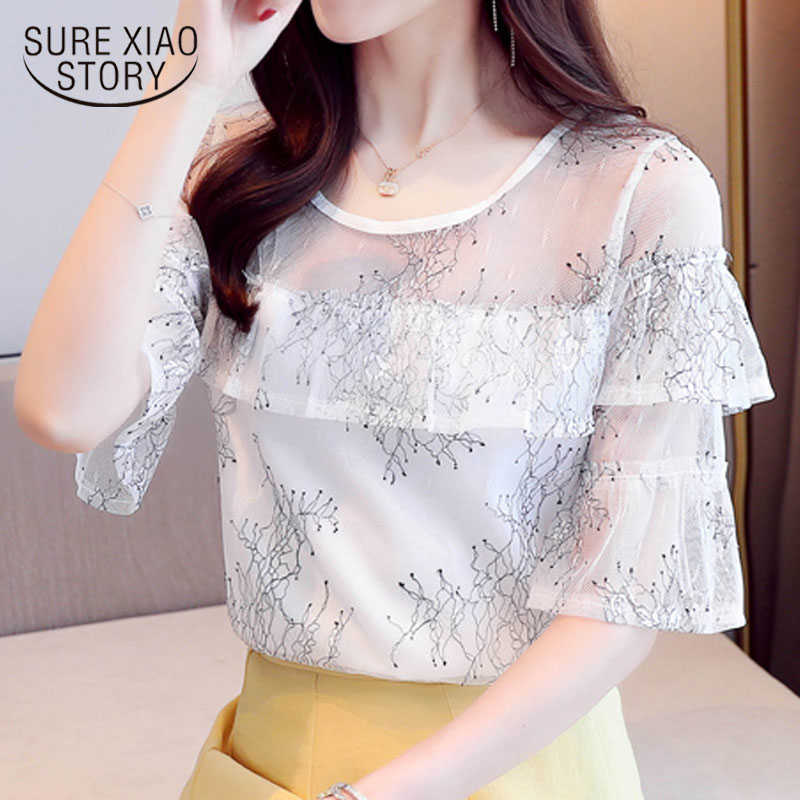Summer Elegant Korean Loose Fit Summer Tops Solid Color Short Sleeve Mesh Stitch Chiffon Blouse Women Chemisier Femme 9563 210527, Blue
Summer Elegant Korean Loose Fit Summer Tops Solid Color Short Sleeve Mesh Stitch Chiffon Blouse Women Chemisier Femme 9563 210527, Blue