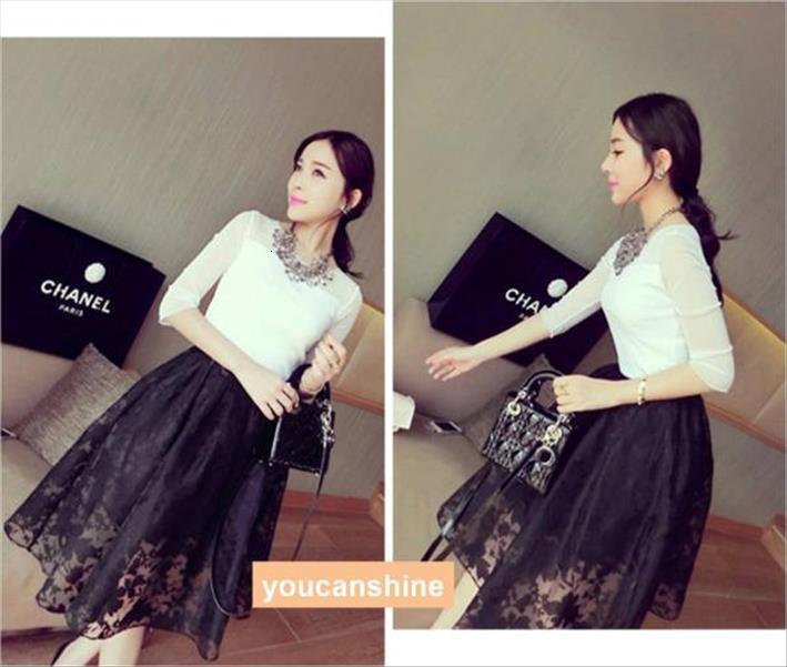 korean style chiffon tutu women skirt white vestidos high waist midi knee length plus size female summer skirts, Black 
korean style chiffon tutu women skirt white vestidos high waist midi knee length plus size female summer skirts, Black