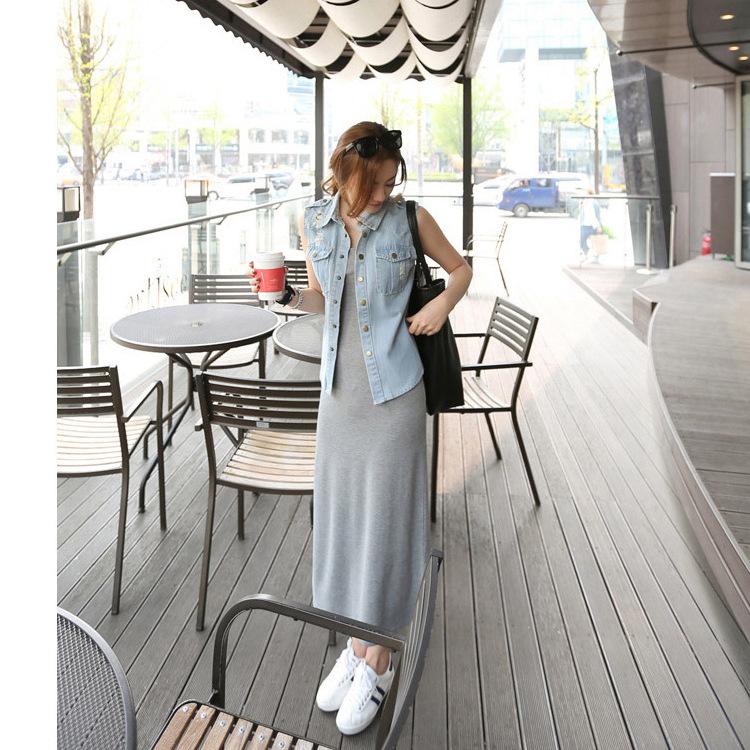 Spring / Summer Dress With Oversized Modal Round Neck Loose Waistcoat Skirt Two Piece
