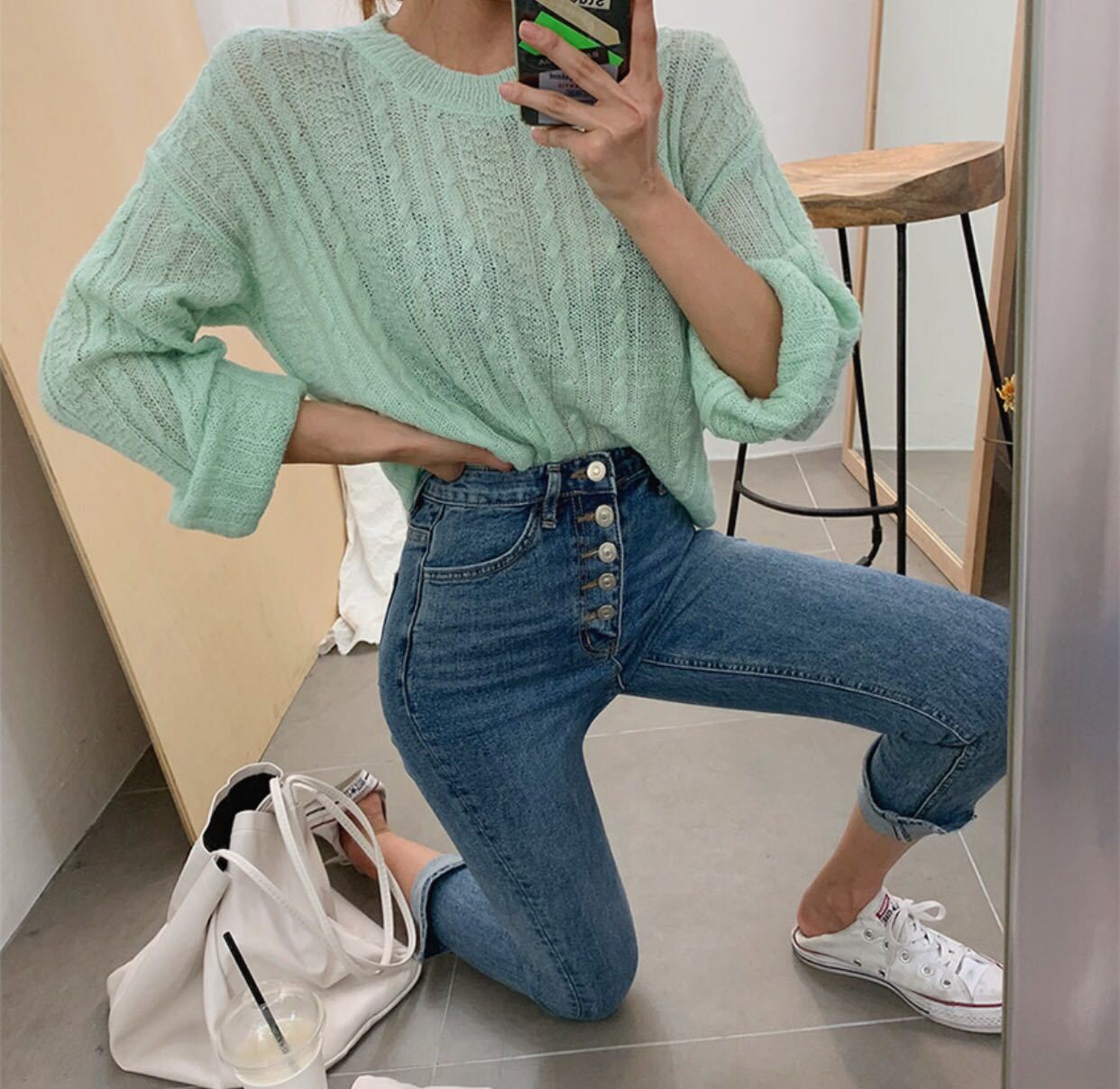 Broek Mujer Jeans for Women Korean Blue High Waist Slim Ankle-length Pant Simple Denim Pantalones Ropa De 10407 210427