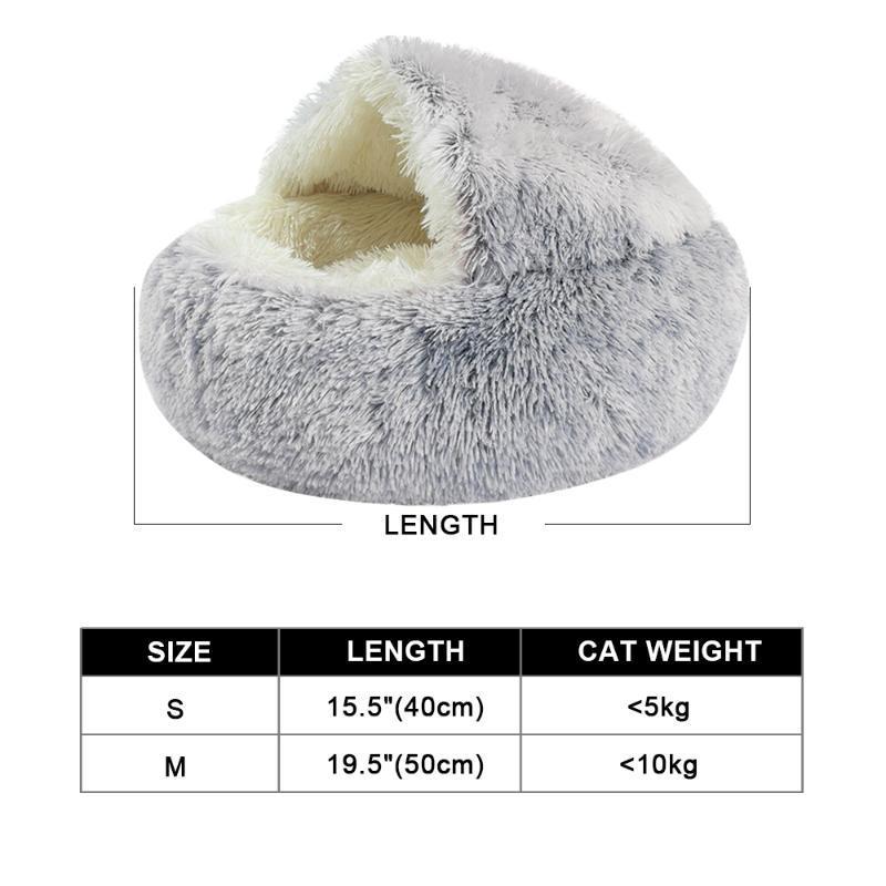 Stock Cat Beds & Furniture Plush Pet Dog Bed House Warm Round Kitten Semi-enclosed Winter Nest Kennel Cats Sofa Mat Basket Sleeping Bag