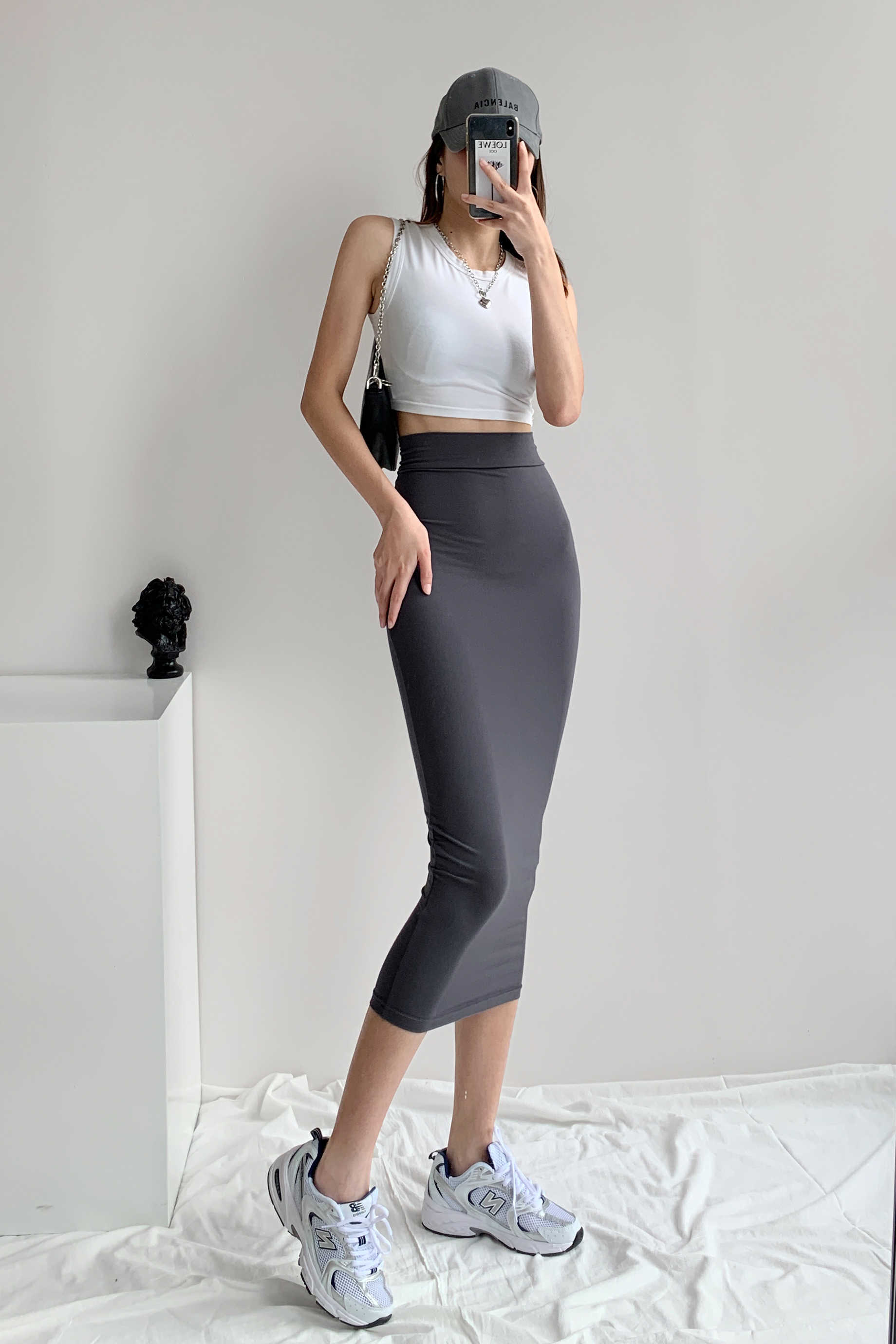 WOMENGAGA European And American Autumn High Waist Mid-length Tight-fitting Hip Slim Slimming Elasticity Skirt Women 2VC 210603