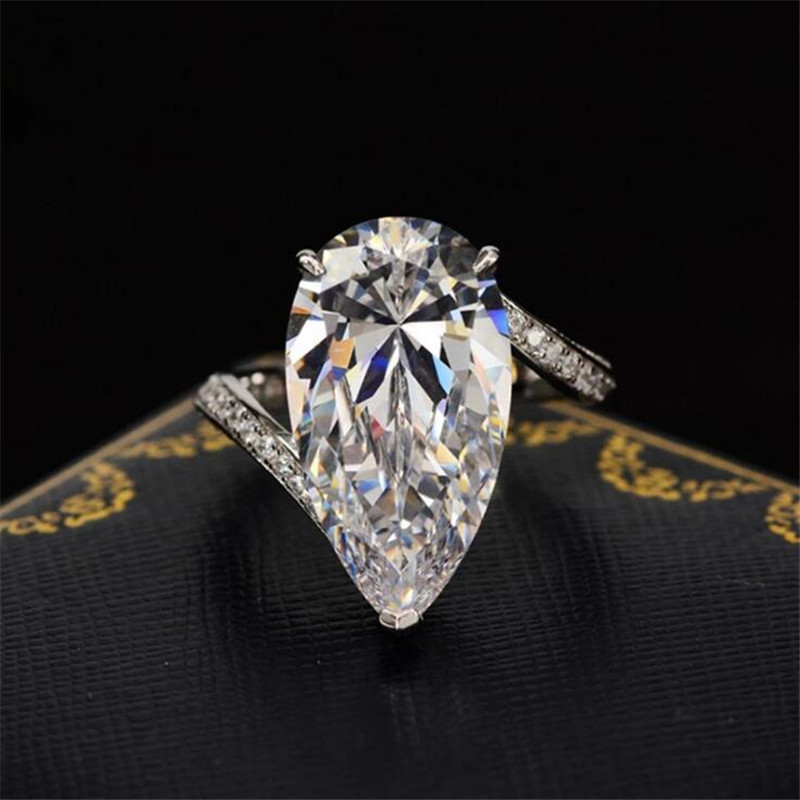Sterg Sier Pear Cut Cubic Zirconia Engagement Ring for Women Bridal Wedding Band
